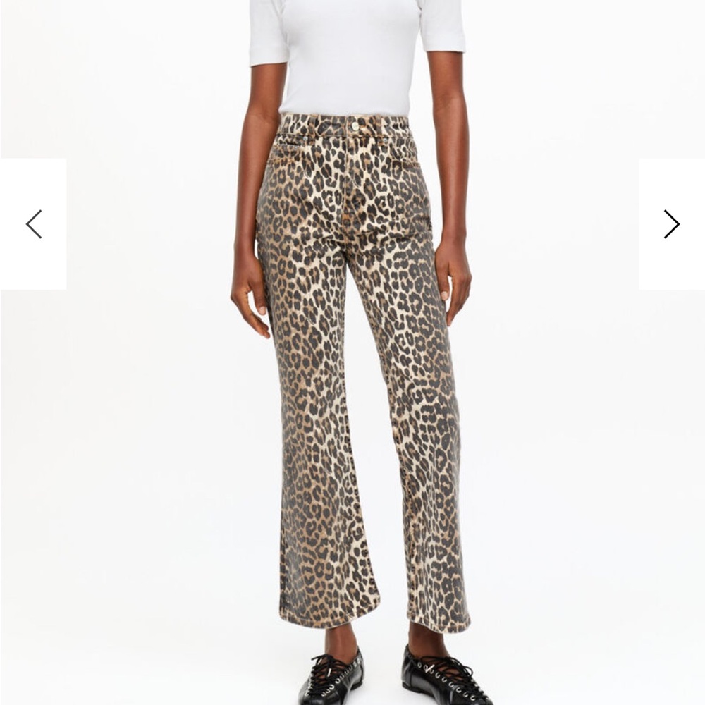 Ganni Betzy Leopard Print Pants NWT